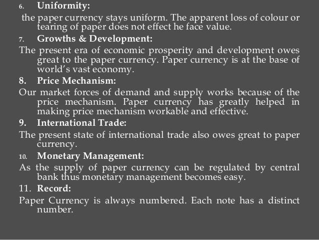 Introduction of currency