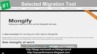http://blogs.microsoft.co.il/blogs/vprnd
http://top-performance.blogspot.com
Selected Migration Tool
39
 