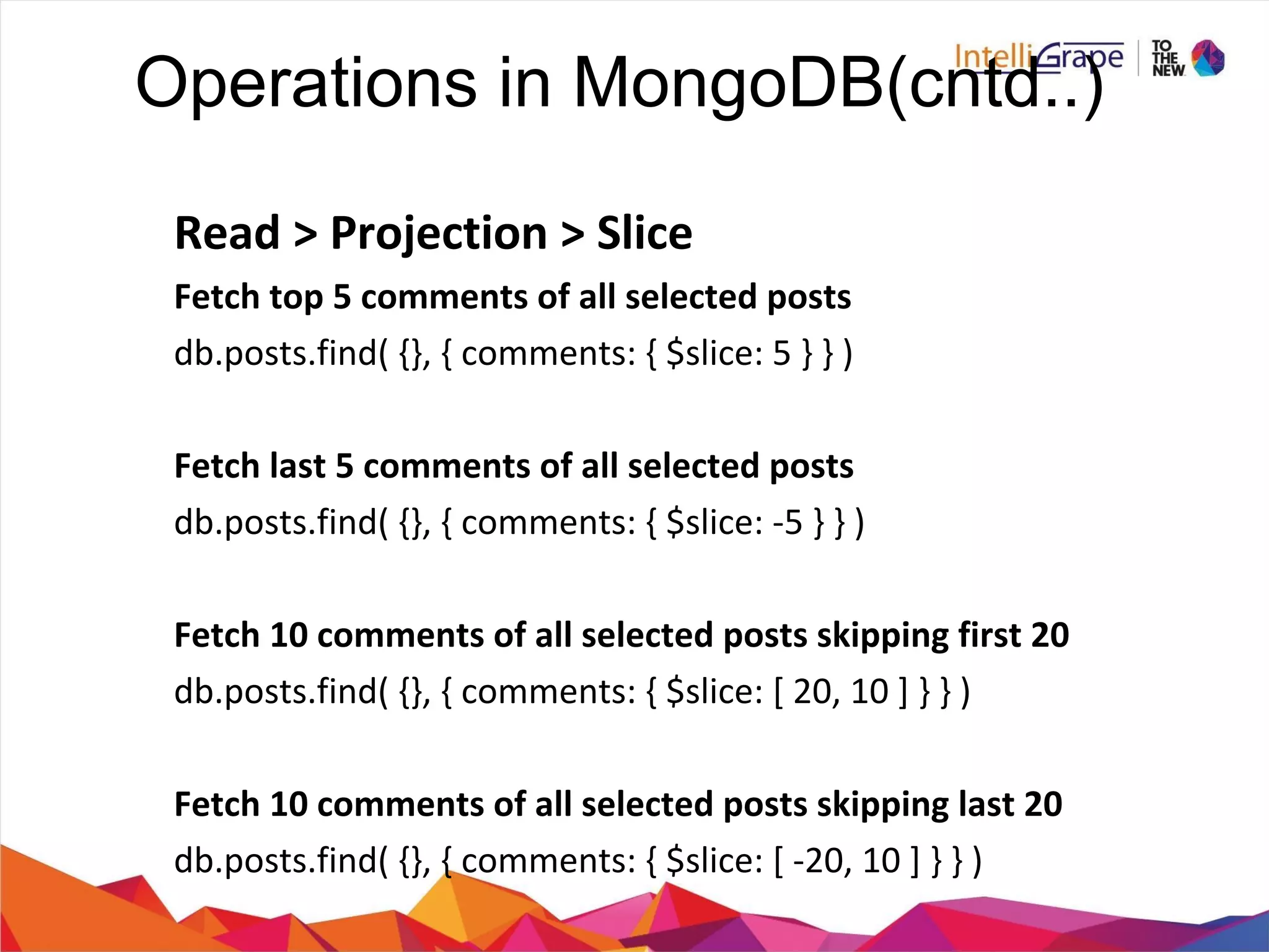 Operations in MongoDB(cntd..)
 
