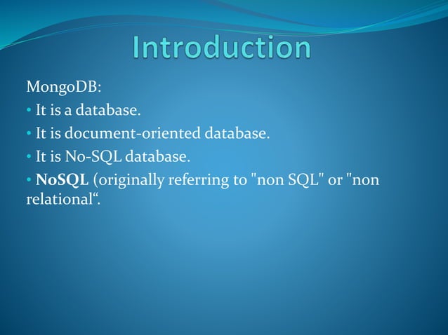 Introduction to MongoDB and CRUD operations | PPT