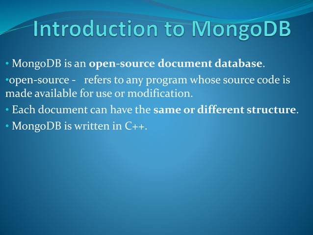 Introduction to MongoDB and CRUD operations | PPTX