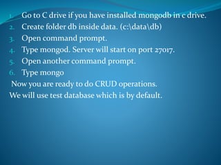 Introduction to MongoDB and CRUD operations | PPTX
