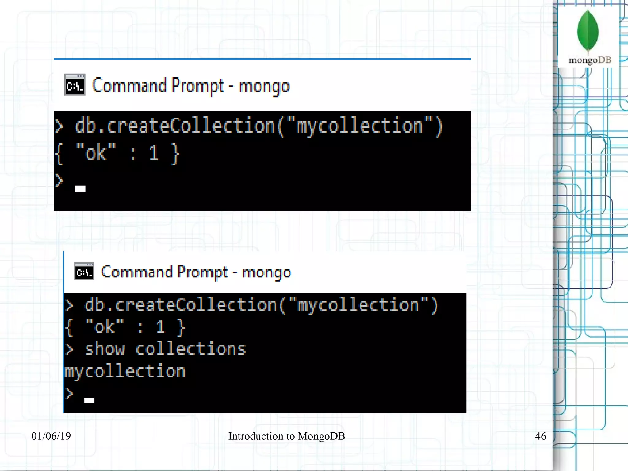 4601/06/19 Introduction to MongoDB
 