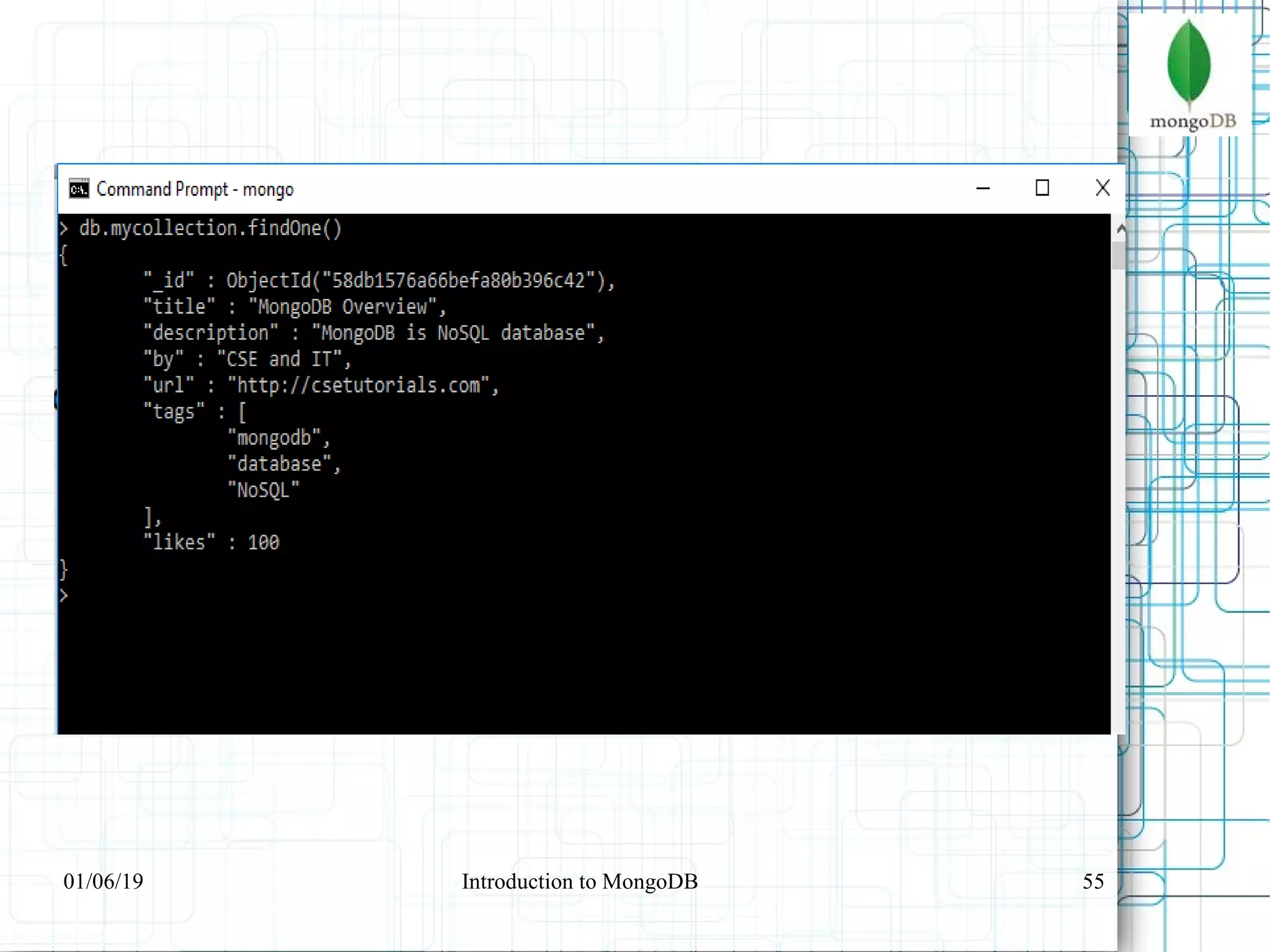 5501/06/19 Introduction to MongoDB
 
