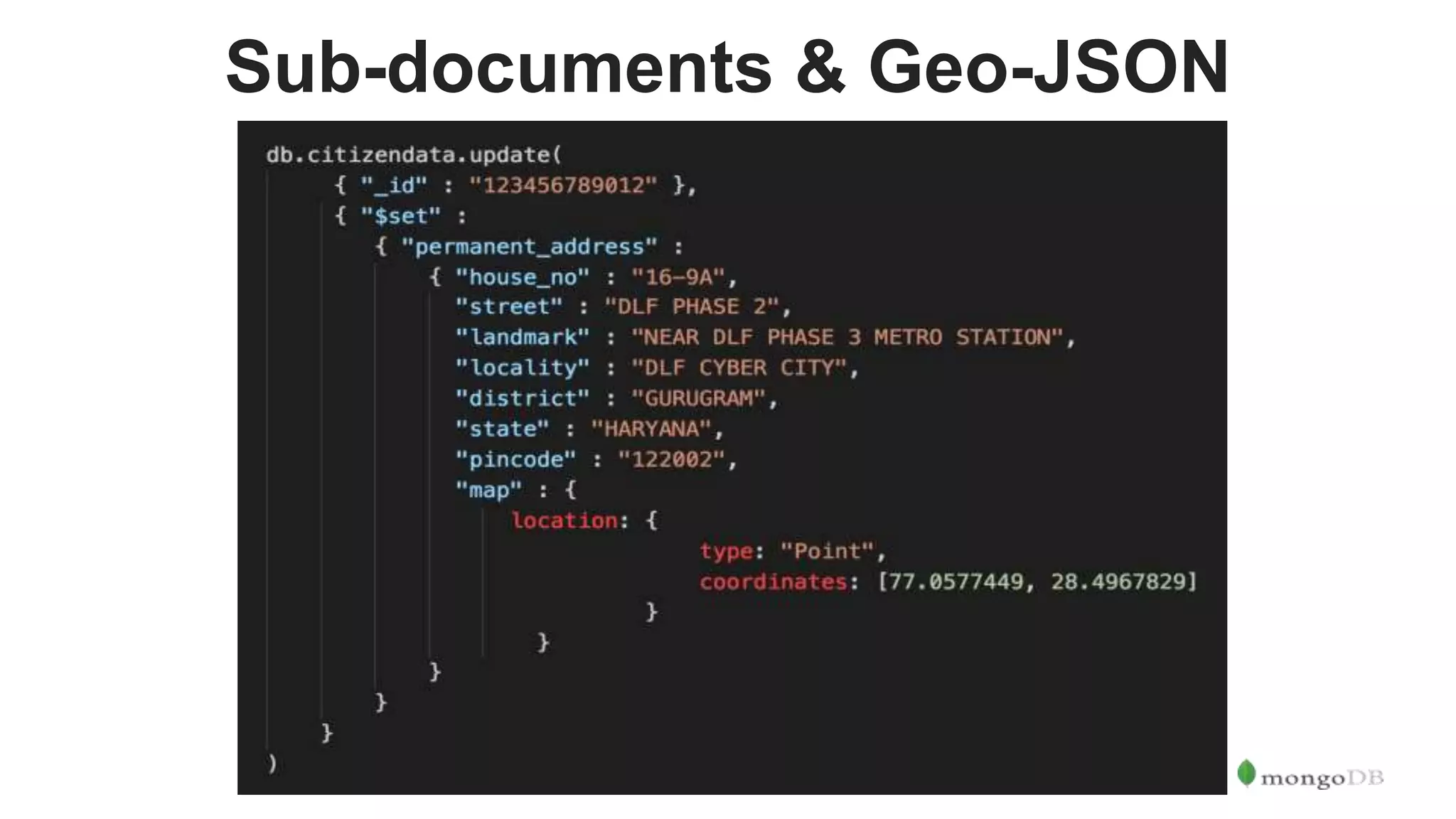 Sub-documents & Geo-JSON 