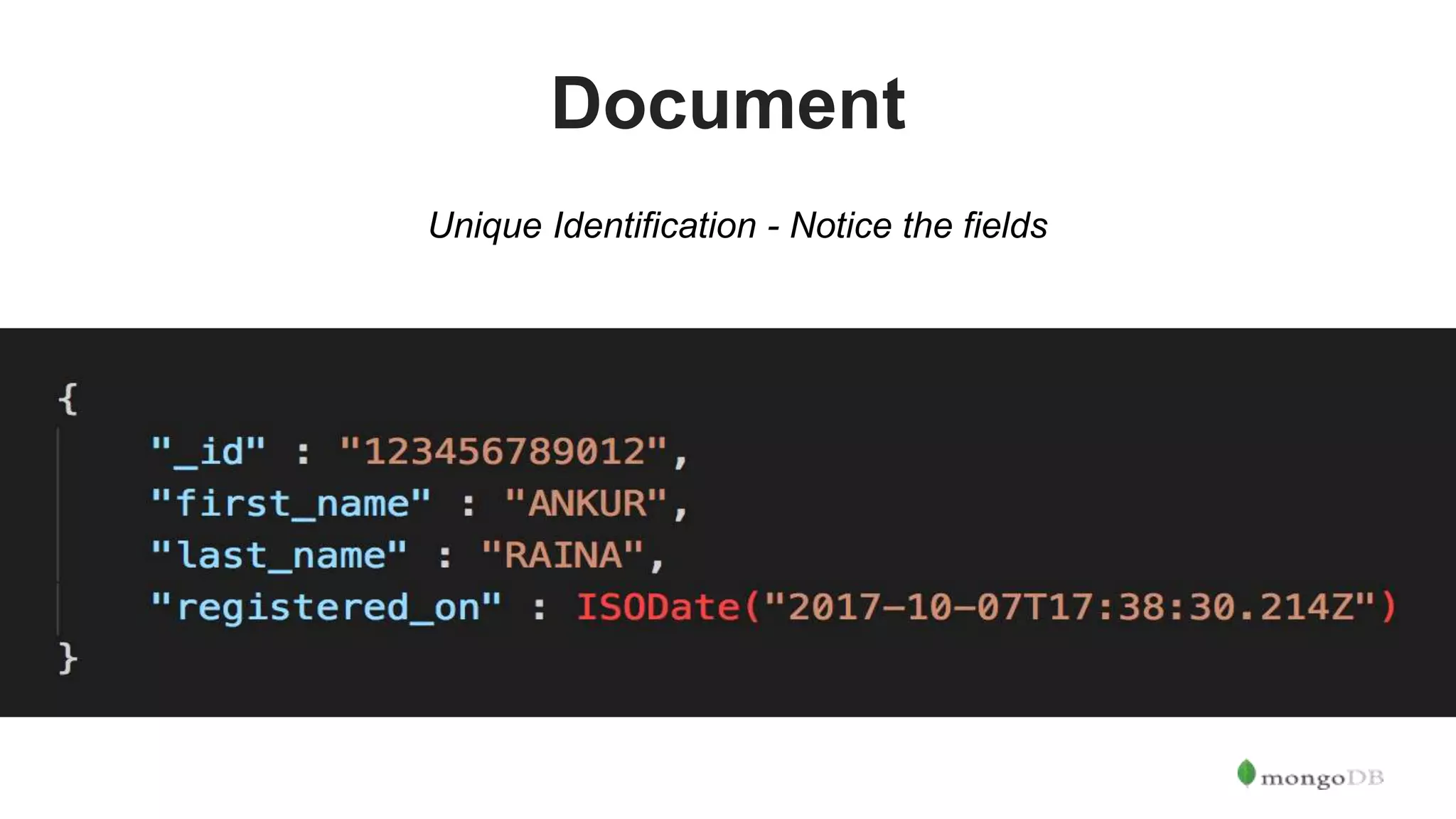 Document Unique Identification - Notice the fields 