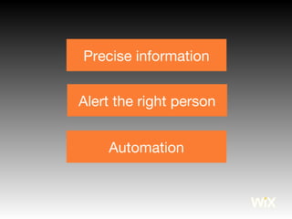 Precise information
Alert the right person
Automation
 