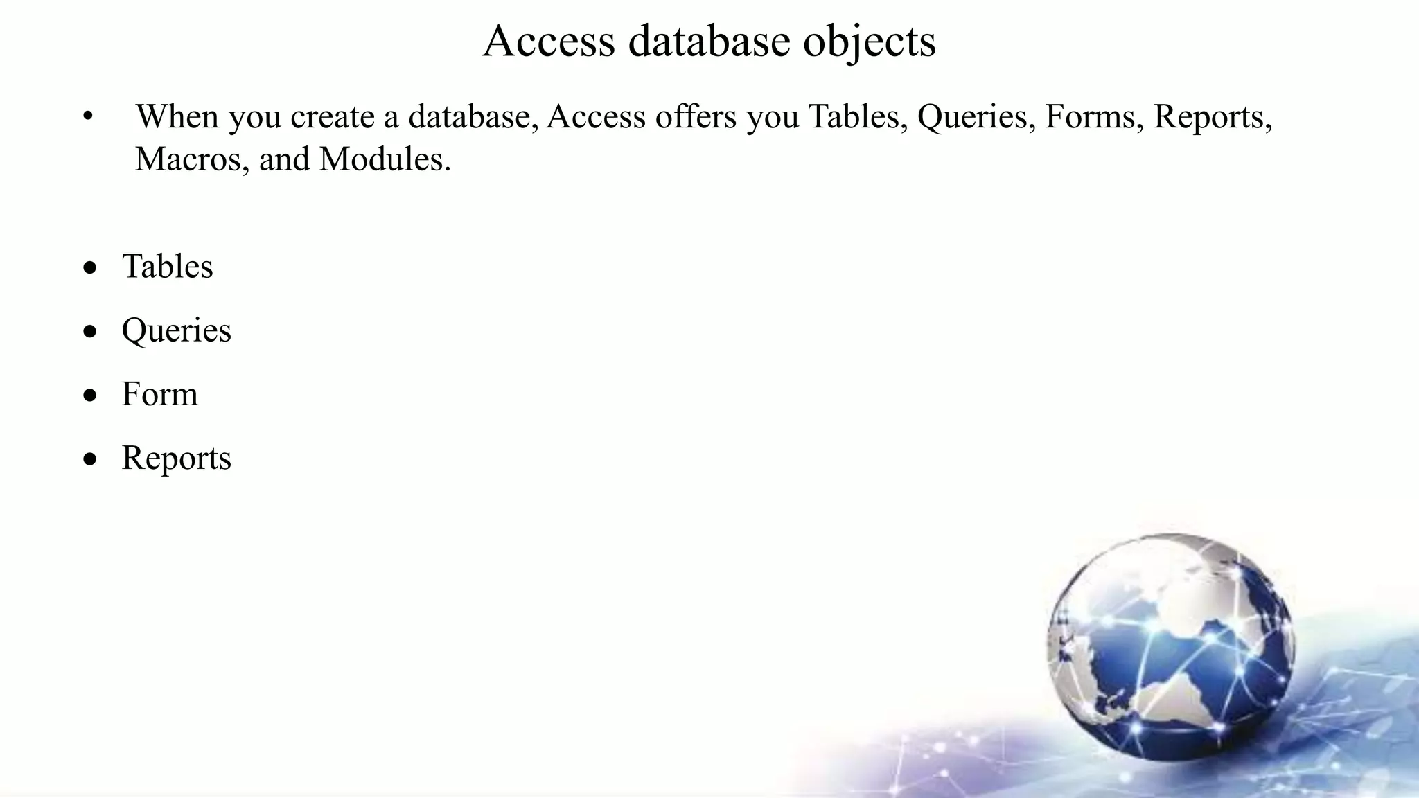 Introduction to ms access database | PPTX | Databases | Computer ...
