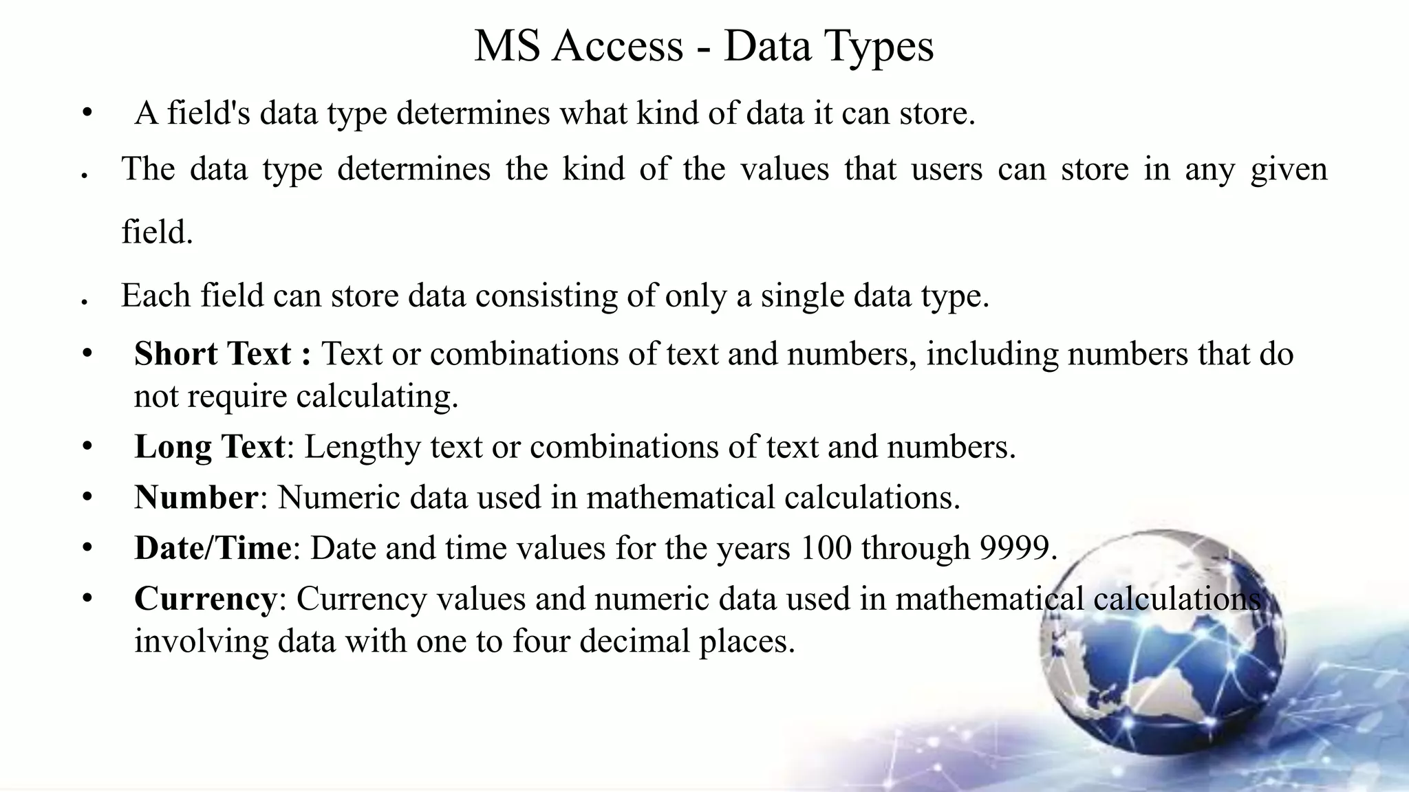 Introduction to ms access database | PPTX