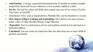 Introduction to ms access database | PPTX | Databases | Computer ...