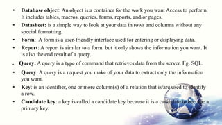 Database Objects In Access Introduction to ms access database | PPTX
