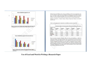 Use of Excel and Word in Writing a Research Paper
 
