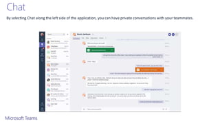 Chat
By selecting Chat along the left side of the application, you can have private conversations with your teammates.
 