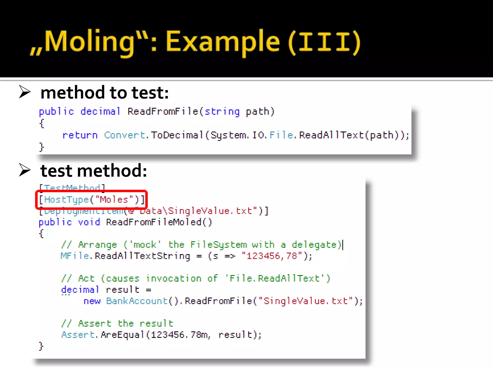  *.vsmdi  *.xmlTest View window run, view, group, filter, select tests on different criteriaTest List Editor window manage, create, and organize test lists ( *.vsmdi)Test Results window opens automatically when running a test inside VSTest Results Details window test details + error information (e.g. Stack trace, logs, console output ...)
