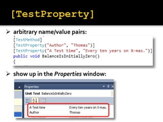 Introduction to testing with MSTest, Visual Studio, and Team Foundation Server 2010 Slide 14