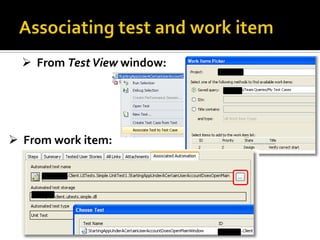 Introduction to testing with MSTest, Visual Studio, and Team Foundation Server 2010 Slide 29
