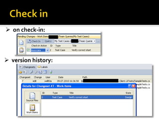 Introduction to testing with MSTest, Visual Studio, and Team Foundation Server 2010 Slide 30