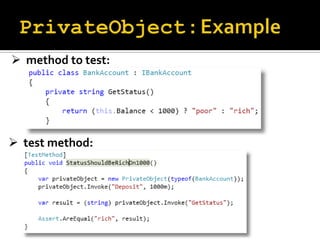 Introduction to testing with MSTest, Visual Studio, and Team Foundation Server 2010 Slide 34