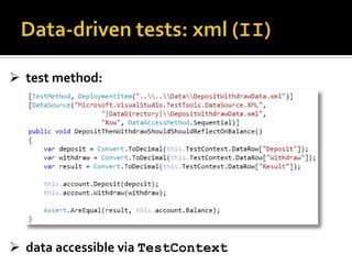 Introduction to testing with MSTest, Visual Studio, and Team Foundation Server 2010 Slide 44