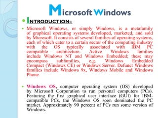 Introduction to ms windows | PDF | Operating Systems | Computer ...