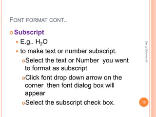 Subscript Text Format Reference For Tm Introduction to Ms – Word 2007.pptx