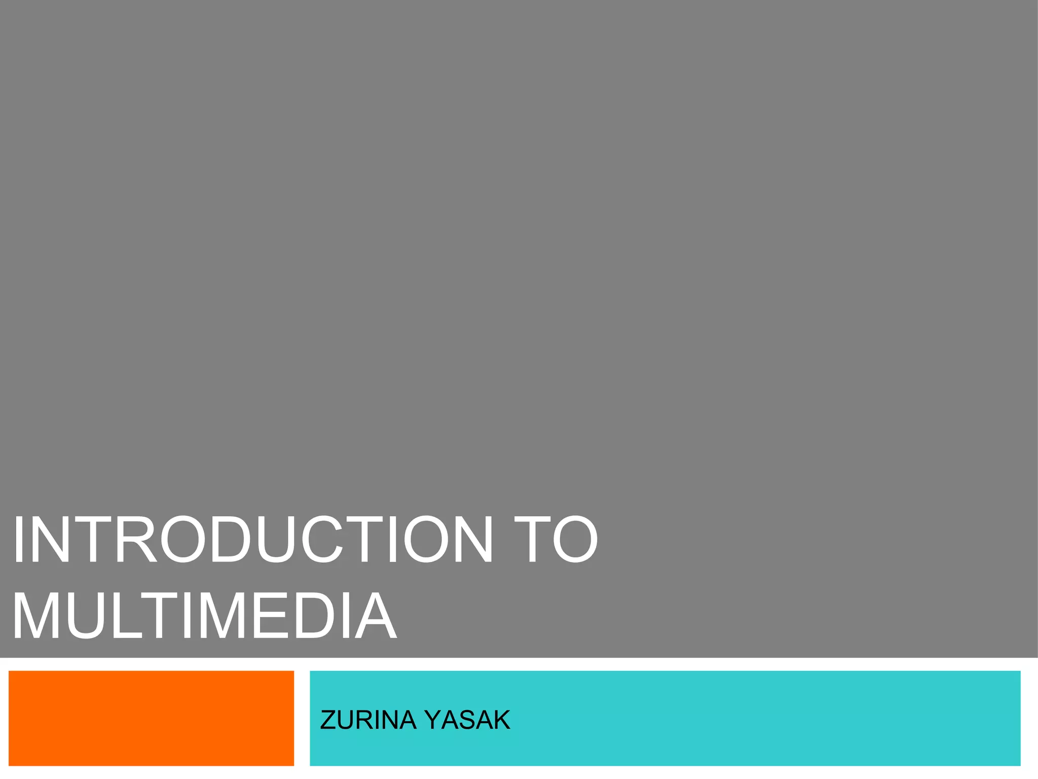 INTRODUCTION TO
MULTIMEDIA
       ZURINA YASAK
 