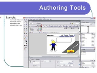 Authoring Tools
Example:







Macromedia Authorware
Macromedia Director
Macromedia Flash
Microsoft Power Point

 