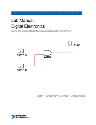 Lab Manual:
Digital Electronics
Using the Digilent Digital Electronics Board for NI ELVIS III
Lab 1: Multisim Circuit Simulation
 