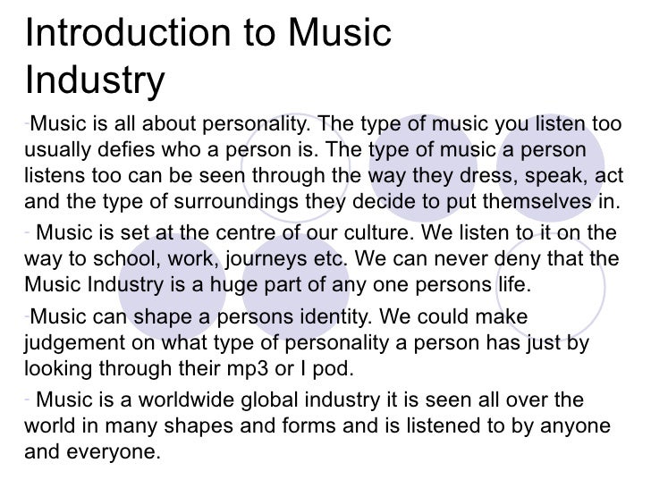 Essay about music industry