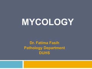 MYCOLOGY
Dr. Fatima Fasih
Pathology Department
DUHS
 