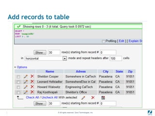 Add records to table




                © All rights reserved. Zend Technologies, Inc.
 