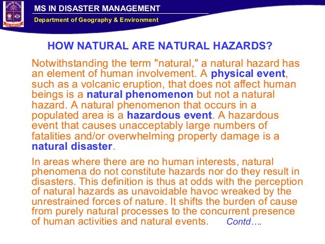 Human causing natural hazards definition