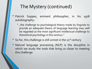 Introduction to natural language processing, history and origin