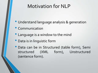 Introduction to natural language processing, history and origin
