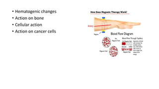 • Hematogenic changes
• Action on bone
• Cellular action
• Action on cancer cells
 