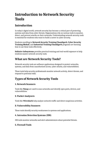 Comprehensive Guide to Network Security Tools and Career Paths | DOCX