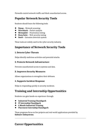 Comprehensive Guide to Network Security Tools and Career Paths | DOCX