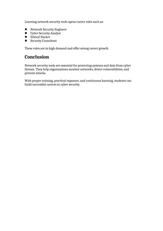 Comprehensive Guide to Network Security Tools and Career Paths | DOCX