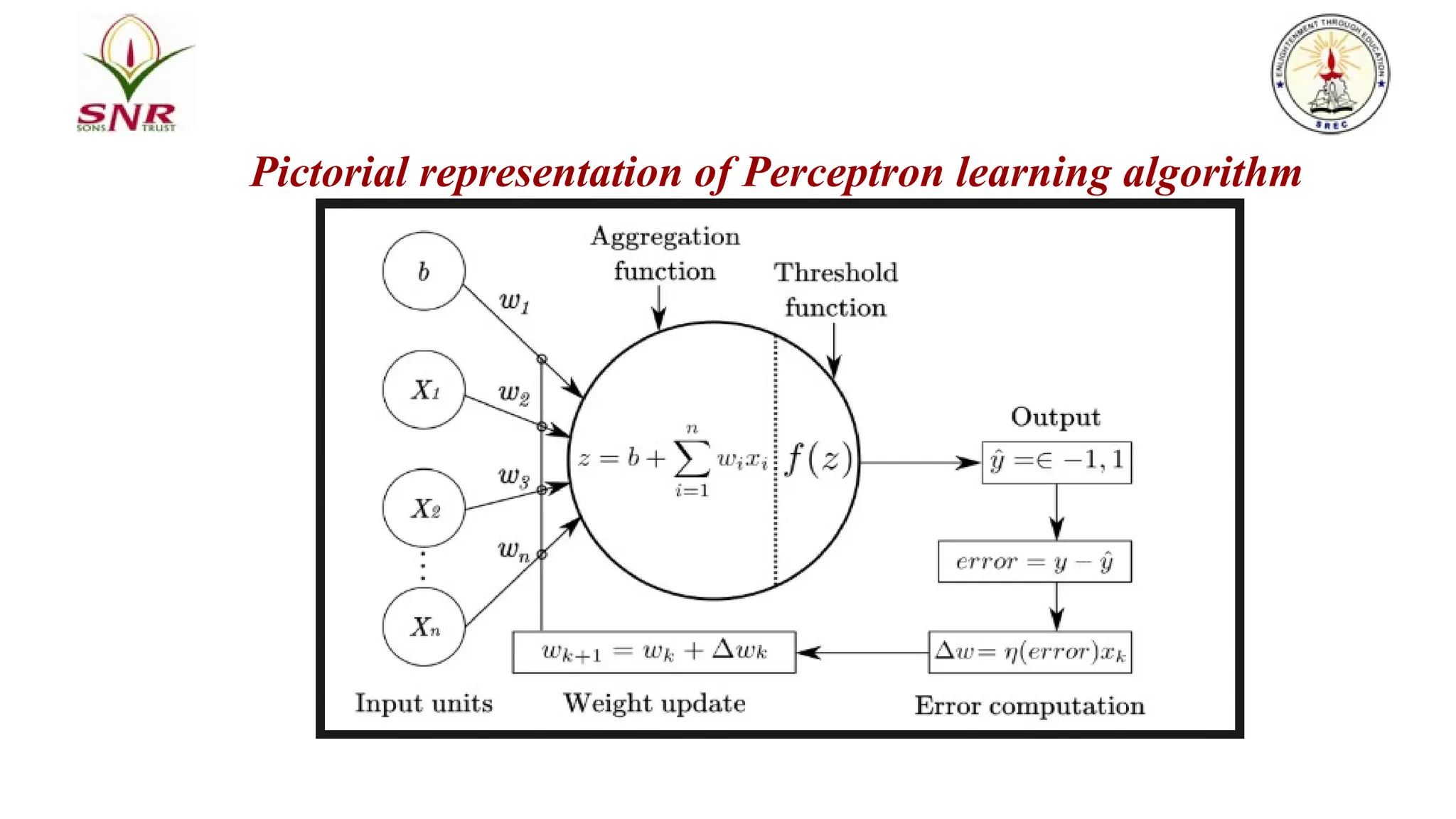 Pictorial representation of Perceptron learning algorithm
 
