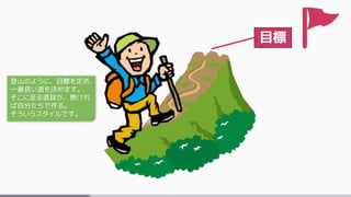 目標
登山のように、目標を定め、
一番良い道を決めます。
そこに至る道具が、無けれ
ば自分たちで作る。
そういうスタイルです。
 