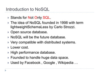 Introduction to NoSQL Database | PPT