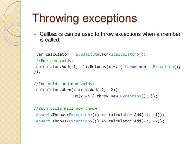 Introduction to nsubstitute