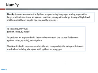 Introduction to numpy Session 1 | PPT