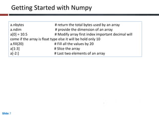 Introduction to numpy Session 1 | PPTX | Programming Languages | Computing