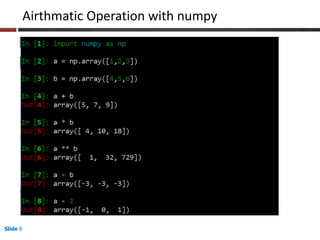 Introduction to numpy Session 1 | PPT