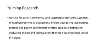 Introduction to nursing research | PPTX
