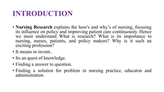 INTRODUCTION TO NURSING RESEARCH | PPTX