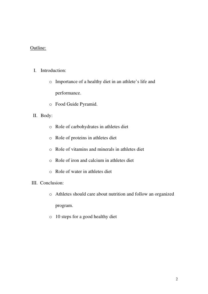 Nutrition research paper outline