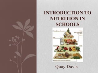 INTRODUCTION TO
  NUTRITION IN
    SCHOOLS




   Quay Davis
 