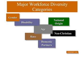 Major Workforce Diversity Categories Domestic Partners Race Non-Christian National Origin Age Disability E X H I B I T  1 –4 Gender 
